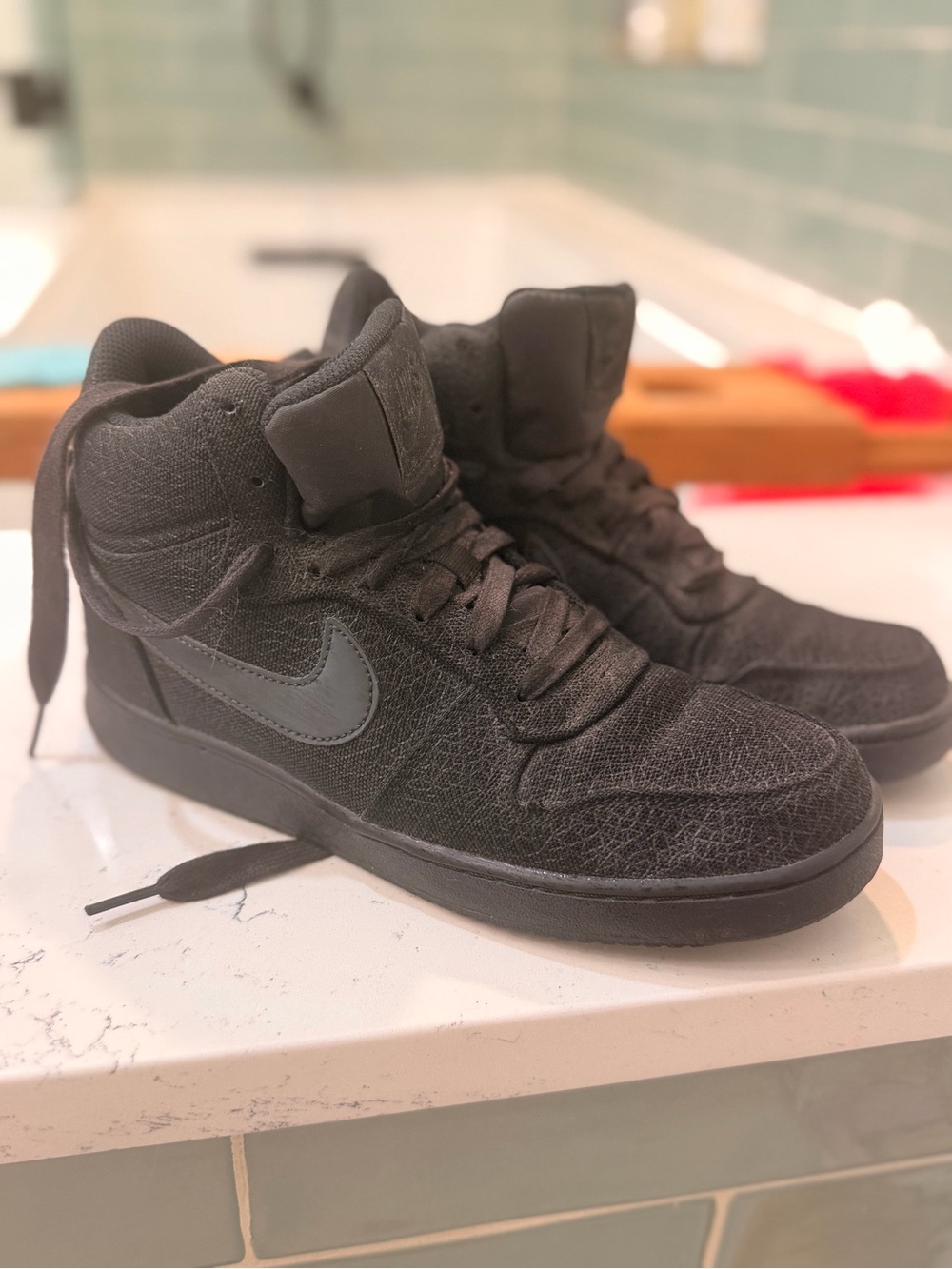 Nike Black Court Mid High-Top Sneakers with Matte Swoosh